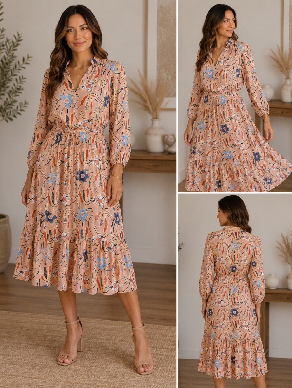 Christian Siriano Floral Blouse & Midi Skirt R9